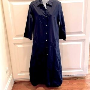 Whyci Milano NEW navy embroidered shirt dress sz 42/M